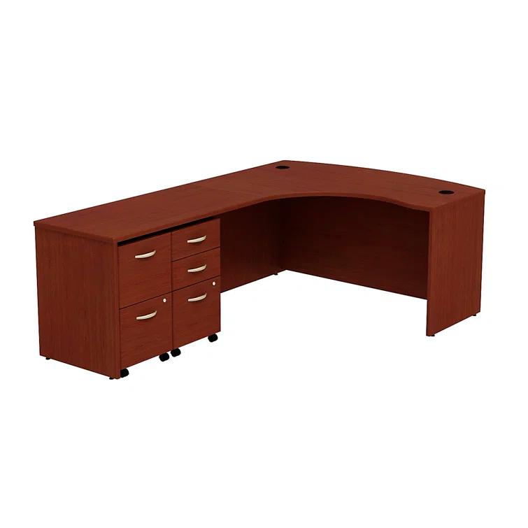 Series C Bow Front Left Handed L Shaped Desk with 2 Mobile Pedestals