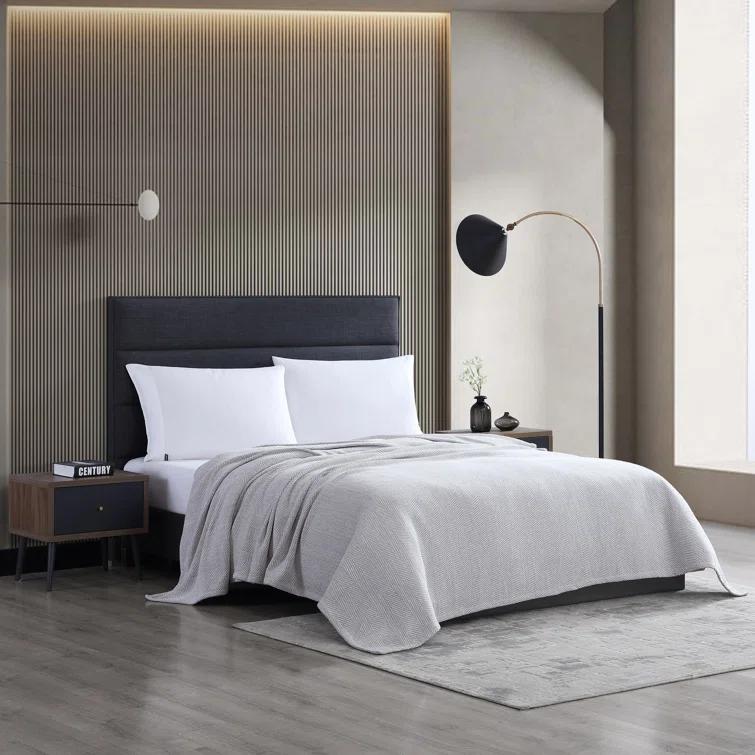 Vera Wang Chenille Pique Cotton Grey Blanket