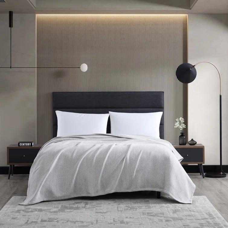 Vera Wang Chenille Pique Cotton Grey Blanket