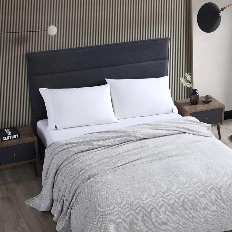 Vera Wang Chenille Pique Cotton Grey Blanket