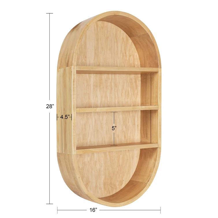 Minx Oval Solid Mango Wood Accent Wall Shelf