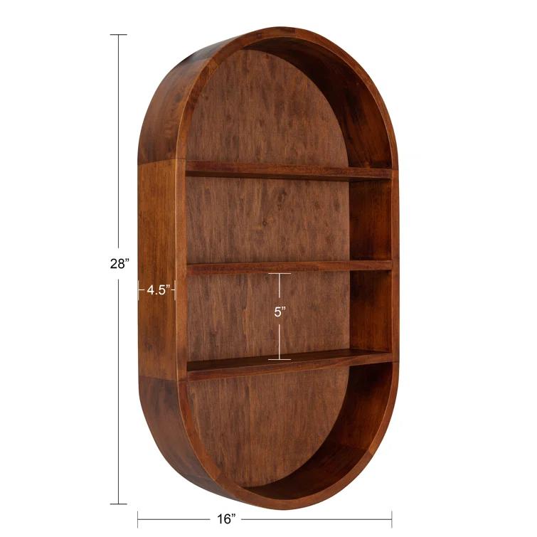 Minx Oval Solid Mango Wood Accent Wall Shelf