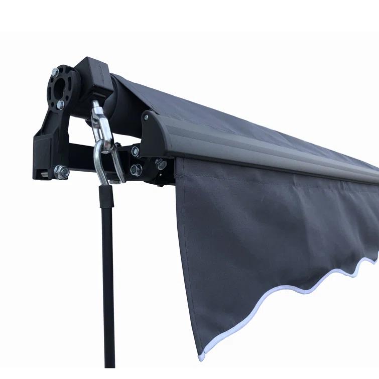 Retractable Home Patio Awning | Deck Canopy |UV Protection Sunshade | Manual Black Frame | Upgraded 2024