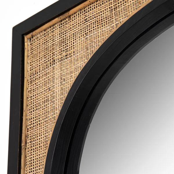 Contemporary Oval Wood & Gold Floor Mirror, 30x70 Inch