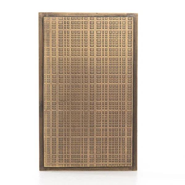 Antique Brass 24" Rectangular Metal End Table