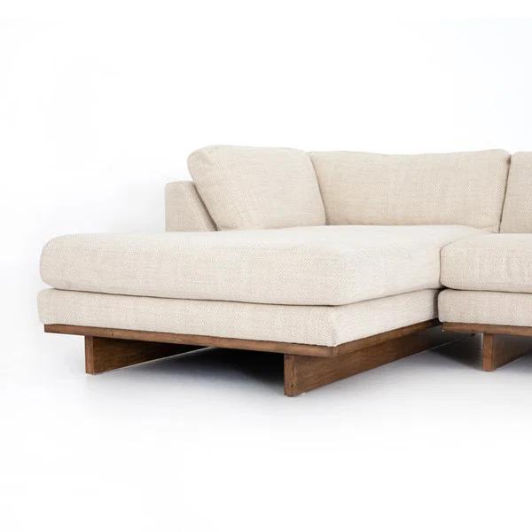 Everly Contemporary Cobblestone Cream 2-Piece Chaise Sectional