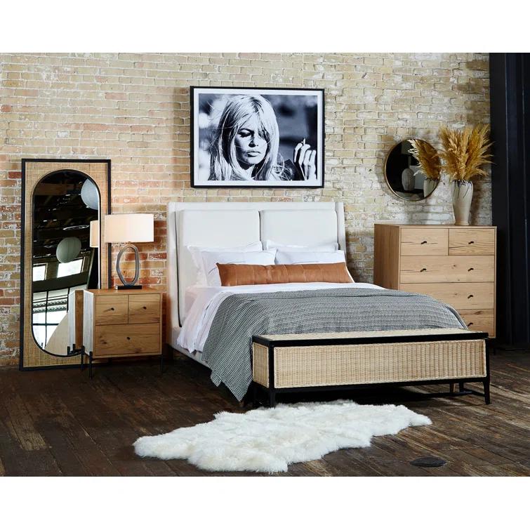Contemporary Oval Wood & Gold Floor Mirror, 30x70 Inch