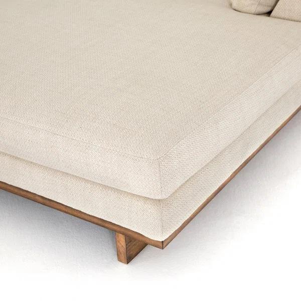 Everly Cream Fabric Two-Piece Sectional with Wood Base