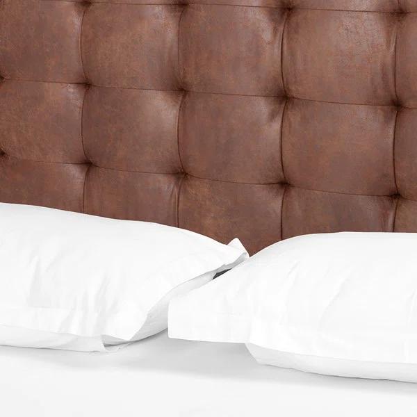 Elegance King-Size Gunmetal Iron Frame Bed with Vintage Tobacco Faux Leather