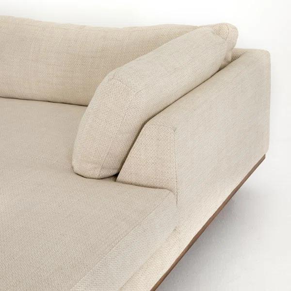 Everly Cream Fabric Two-Piece Sectional with Wood Base