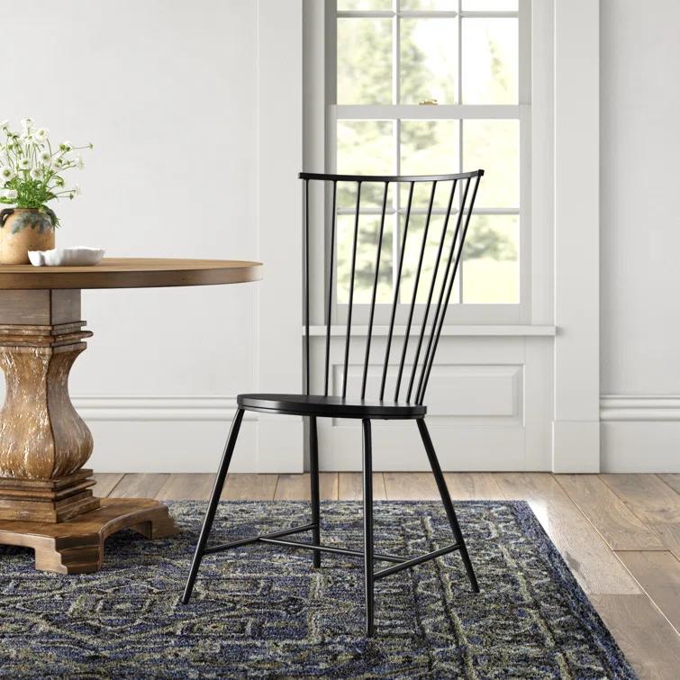 Pim Metal Windsor Back Side Chair in Black