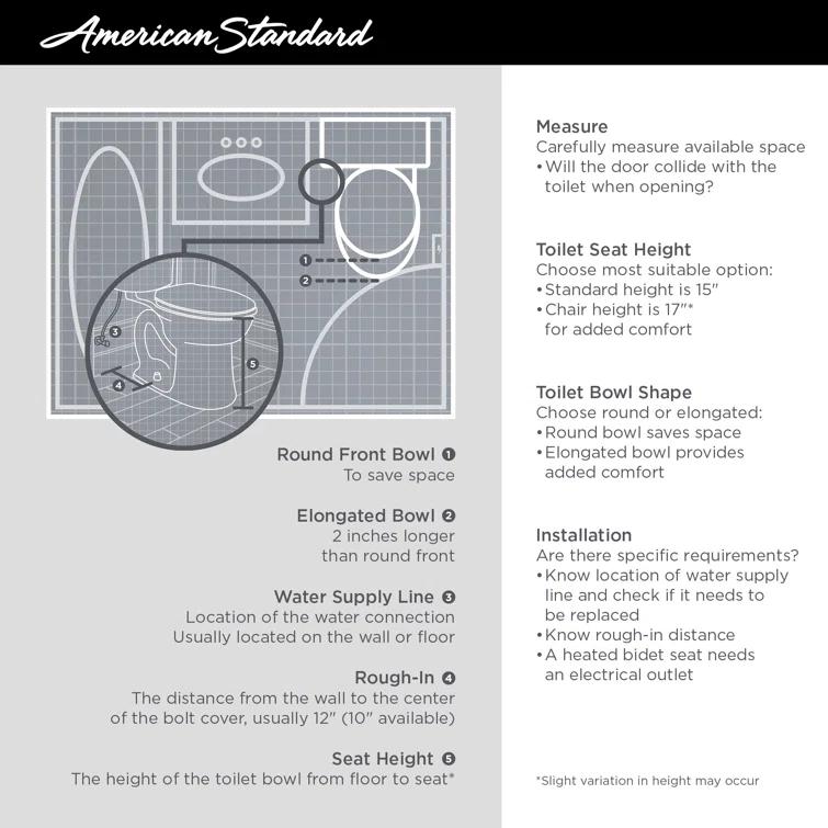 American Standard Cadet 1.28 Gallons GPF Elongated Comfort Height Floor Mounted Two-Piece Toilet (Seat Included)