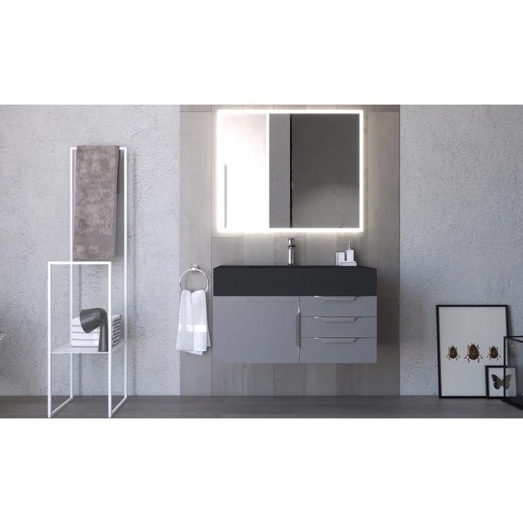 35" Wall Mounted Single Bathroom Vanity Base Only