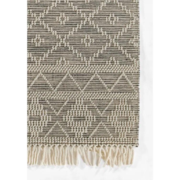 Momeni Boulder Hand Woven Wool and Cotton Geometric Charcoal Area Rug 2' X 3'