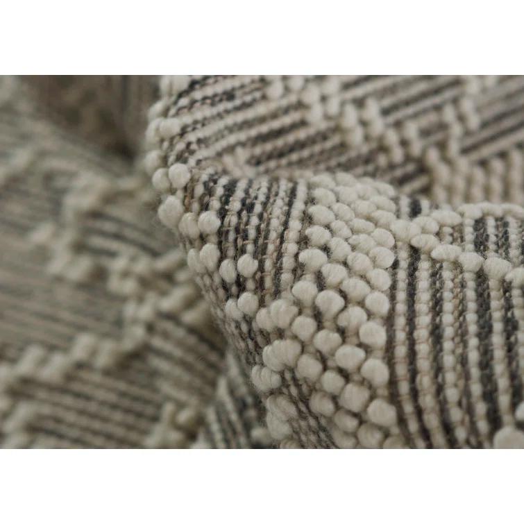 Momeni Boulder Hand Woven Wool and Cotton Geometric Charcoal Area Rug 2' X 3'