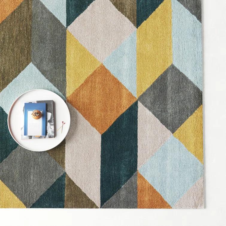 Eton Hand Tufted Wool Yellow/Gray/Orange Rug