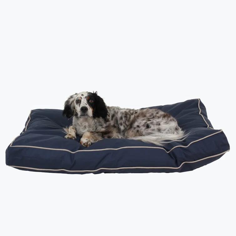 Carolina Pet Company Classic Twill Rectangular Pet Bed in Red with Khaki Cording