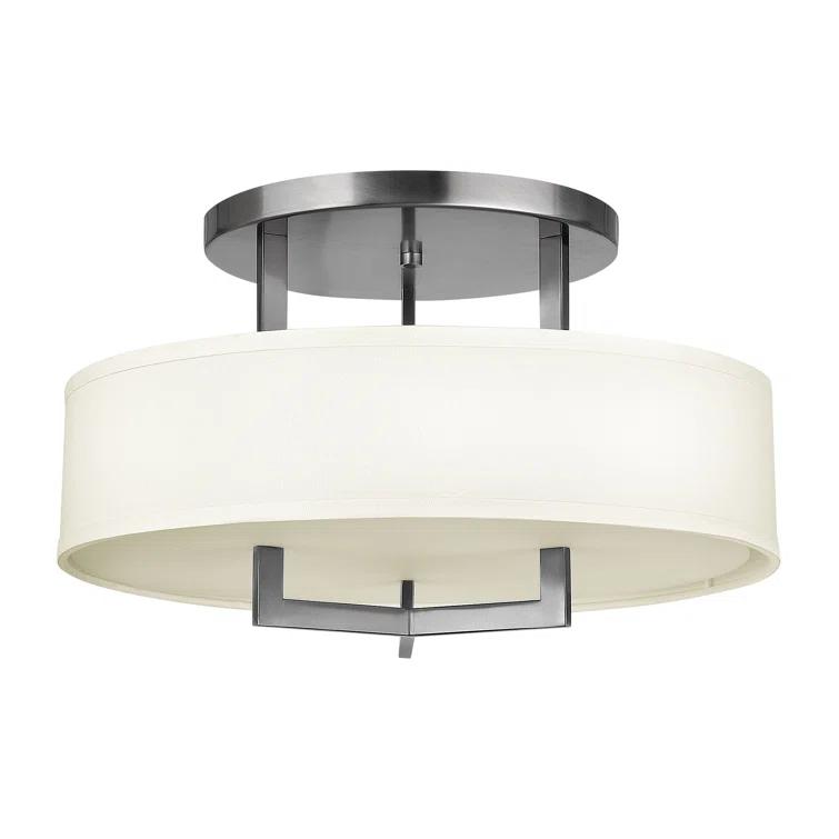 Hampton 3 - Light Shaded Drum Semi Flush Mount