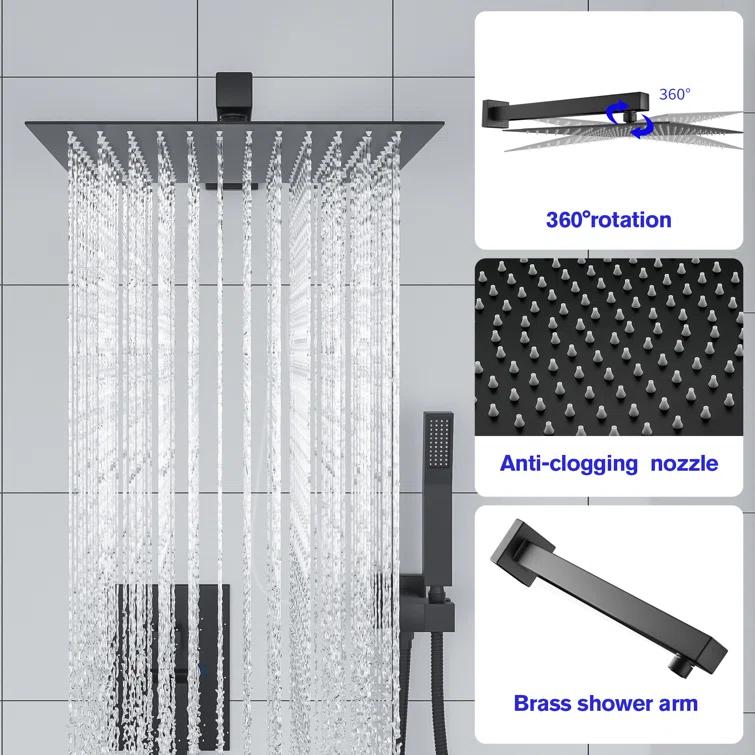 12 Inch Dual Shower Head Wall Mounted Shower System with Rough-In Valve