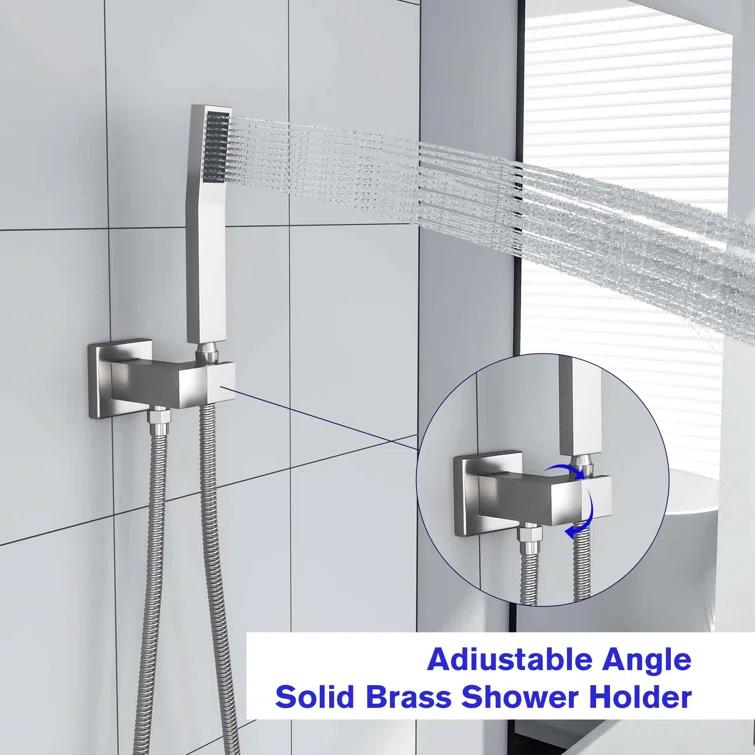 Kichae KE-KH-SLF16013-SS 12 Inch Dual Shower Head Wall Mounted Shower System with Rough-In Valve