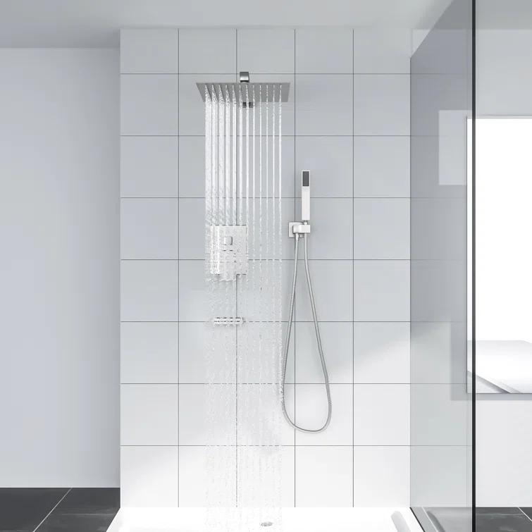 Kichae KE-KH-SLF16013-SS 12 Inch Dual Shower Head Wall Mounted Shower System with Rough-In Valve