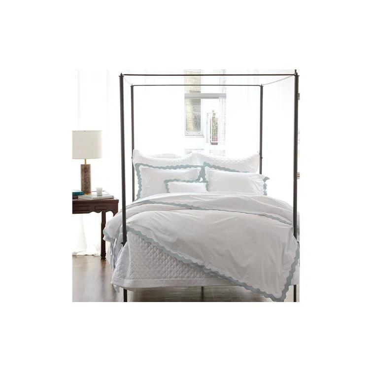 Full White Cotton Sateen Embroidered Quilt