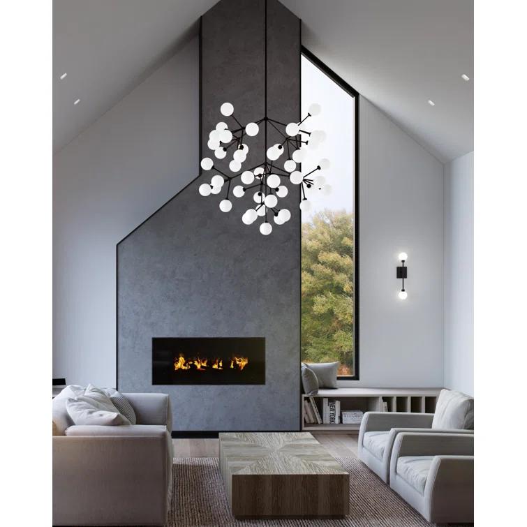 Mara Matte Black LED Wall Sconce with Frosted Glass Orbs
