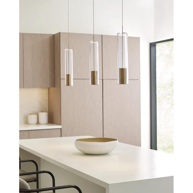 Aged Brass Mini Island Pendant with Clear Glass Shade