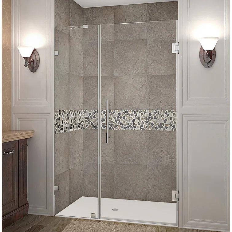 Nautis 72" H Hinged Frameless Shower Door
