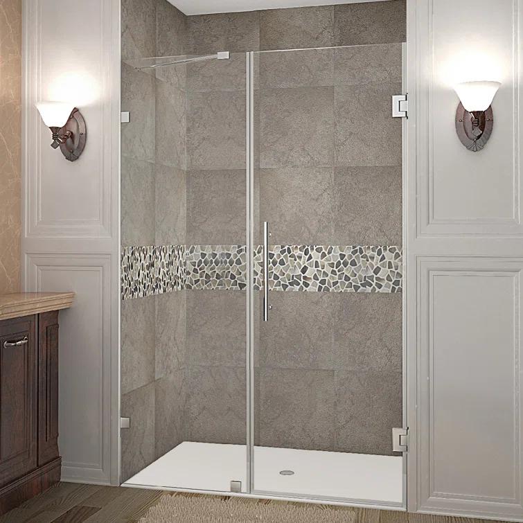 Nautis 72" H Hinged Frameless Shower Door