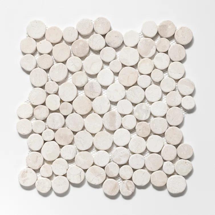 Cruz Bay Studio 11.5" x 11.5" Random Sized Natural Stone Penny Round Mosaic Wall & Floor Tile