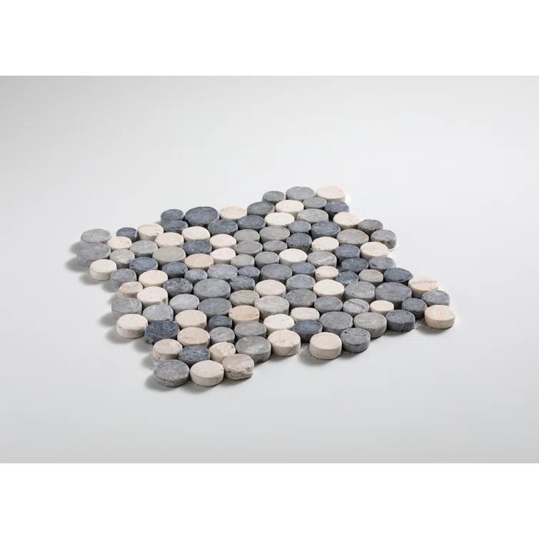 Cruz Bay Studio 11.5" x 11.5" Random Sized Natural Stone Penny Round Mosaic Wall & Floor Tile