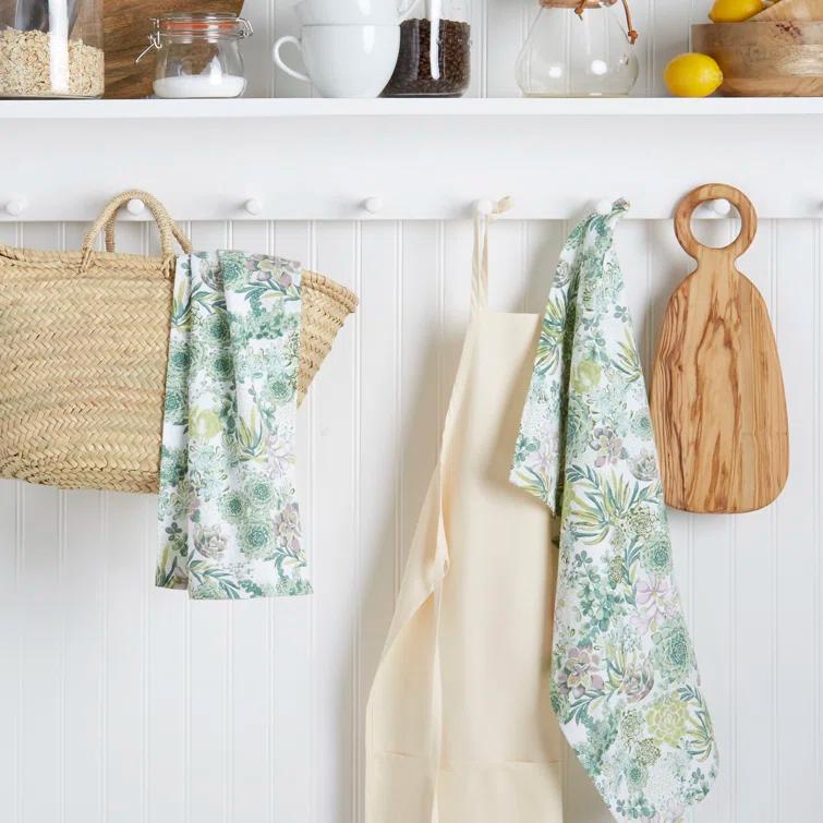 Martha Stewart Martha Stewart Succulents Kitchen Towel Set 2-Pack 16"X28", Green/Purple/Yellow/White (Set of 2)