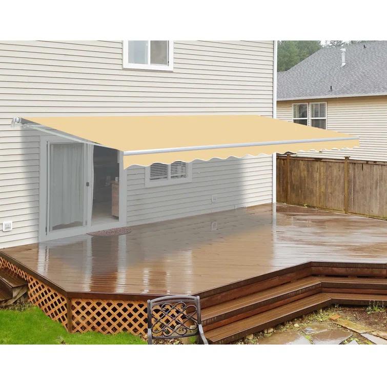 ALEKO Motorized Retractable Outdoor Awning with White Frame