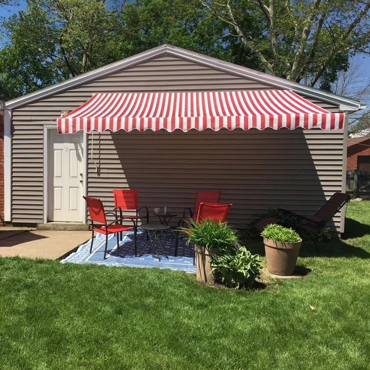 Motorized Retractable White Frame Patio Awning