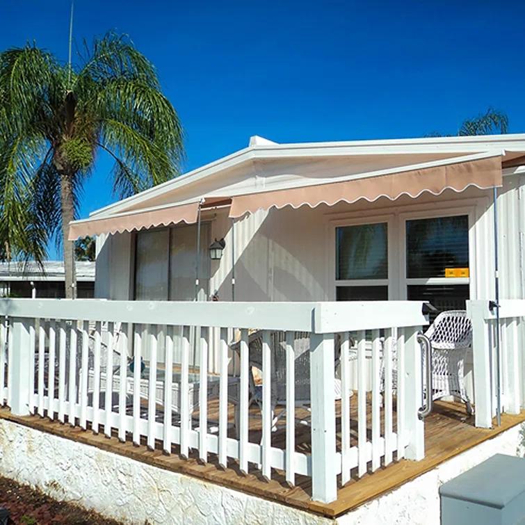Motorized Retractable White Frame Patio Awning