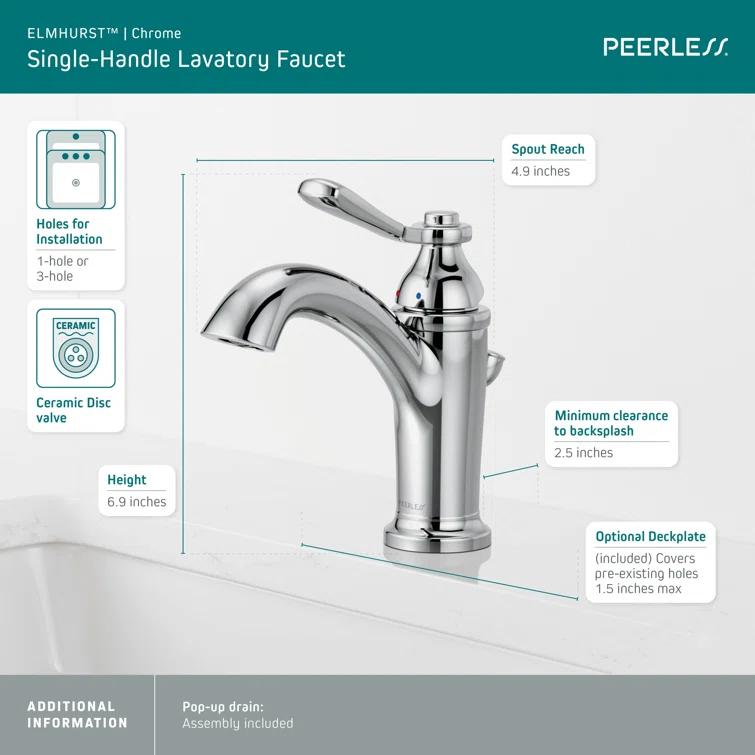 Elmhurst Single-Hole Single-handle Bathroom Faucet with Drain Assembly