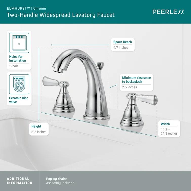 Elmhurst Widespread 2-handle Bathroom Faucet with Drain Assembly