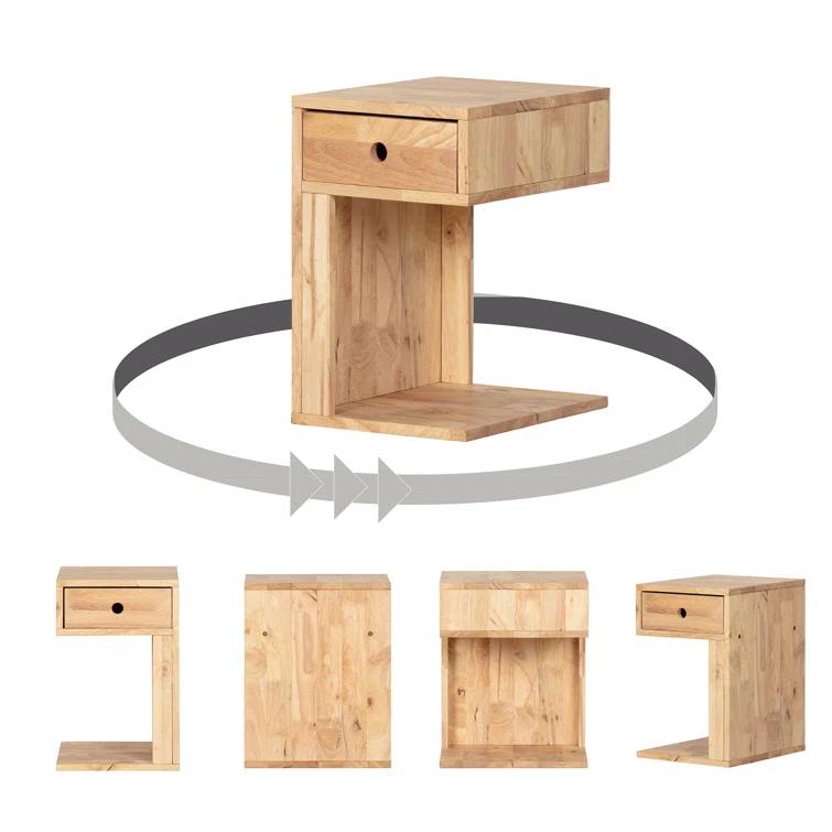 South Shore Kodali Solid Wood C Table End Table with Storage