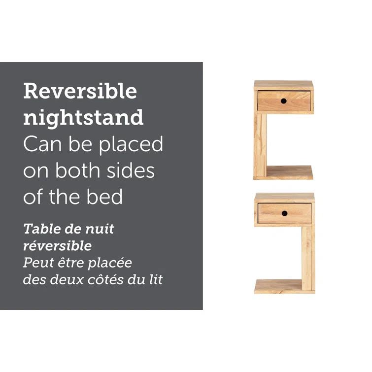 South Shore Kodali Solid Wood C Table End Table with Storage