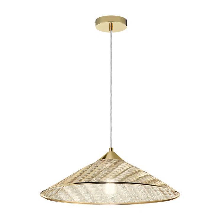 Adhvay 20"W 1-Light Gold Punched Metal Pendant Light