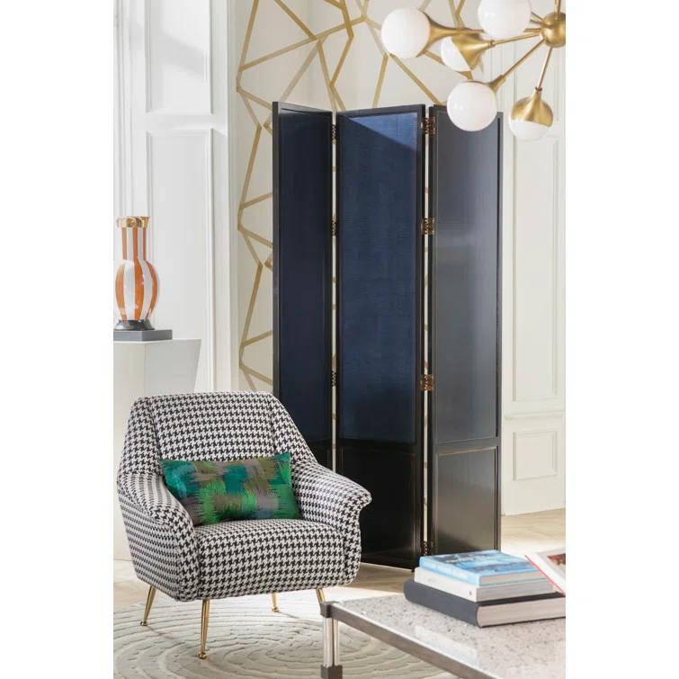 Ziegfeld 32'' Black Linen and Gold-Tone Modern Armchair