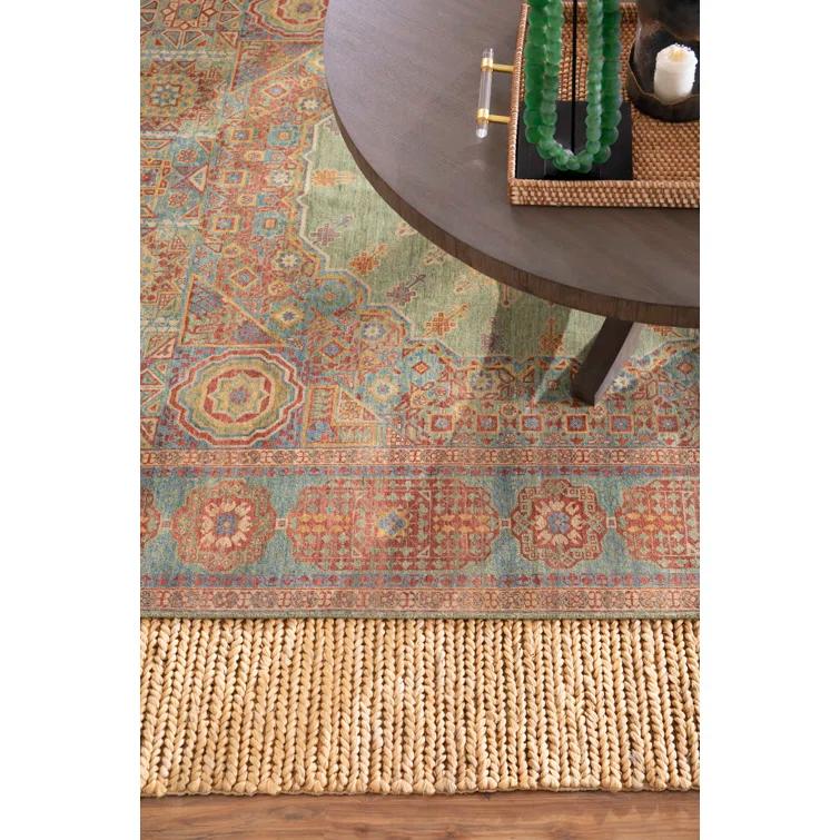Hand-Knotted Cotton-Synthetic Blend 6'x9' Rectangular Area Rug