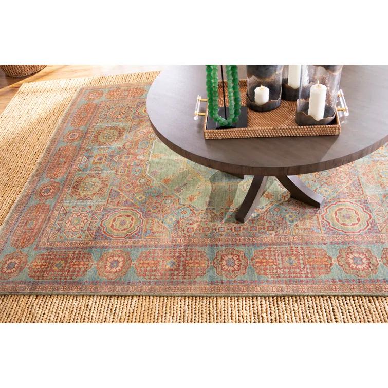 Hand-Knotted Cotton-Synthetic Blend 6'x9' Rectangular Area Rug
