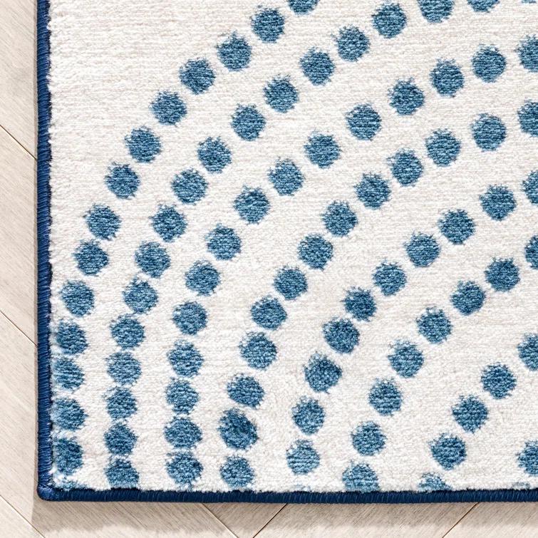 Clyte Blue Modern Geometric Boxes Lines 3D Textured Rug