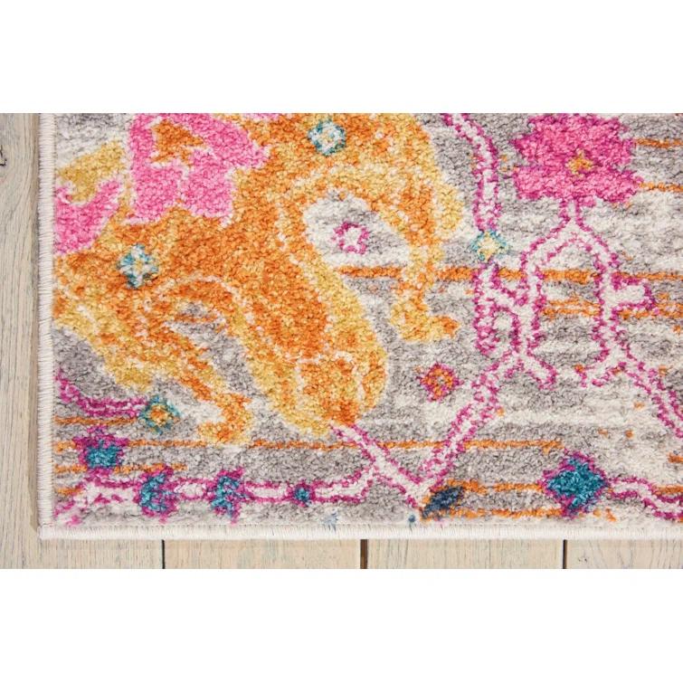 Bungalow Rose Rectangle Passion Floral 6'7" x 9'6" Area Rug in Pink