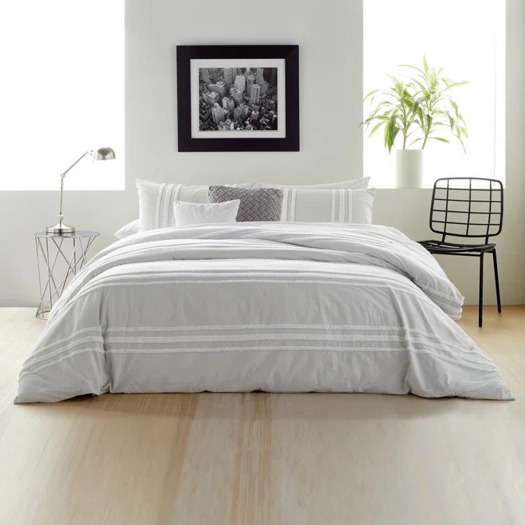 DKNY Chenille Stripe 100% Cotton 3 Piece Comforter Set