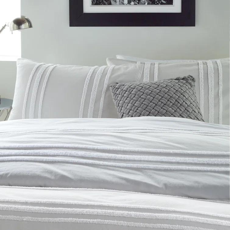 DKNY Chenille Stripe 100% Cotton 3 Piece Comforter Set