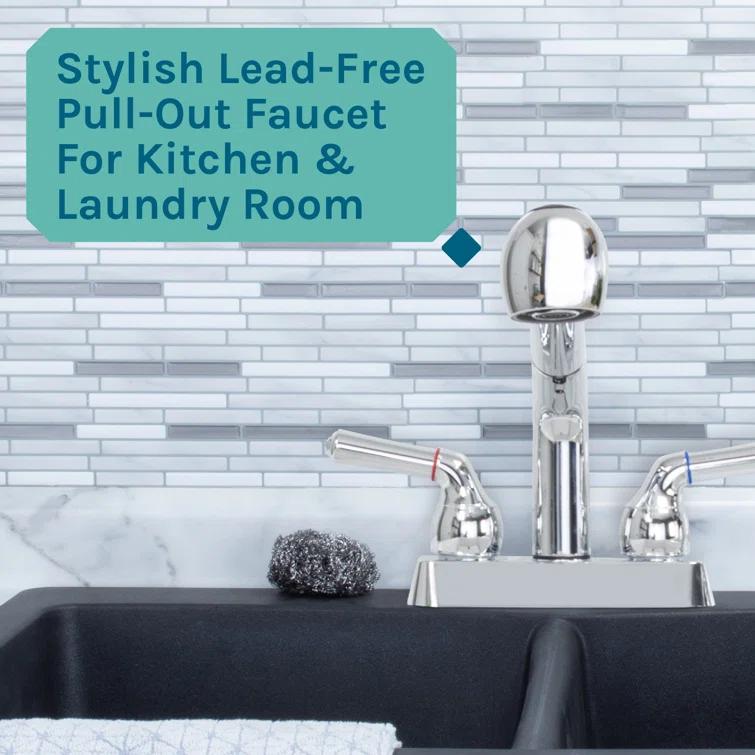 Utility-Sink 012 USFCT10CP Dual-Handle ABS Plastic Pull-Out Faucet