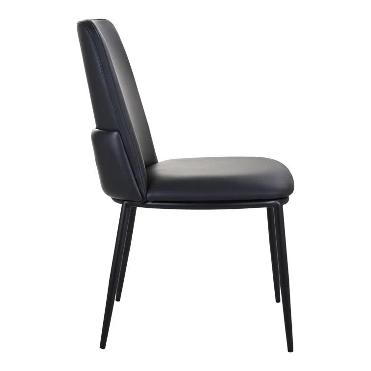 Douglas Contemporary Black Genuine Leather Side Chair